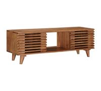 YunCangg Mueble de TV con almacenamiento con puerta natural de madera maciza de acacia, 105 x 30 x 35 cm, con 2 puertas correderas para sala de estar, almacenamiento de medios y gestión de cables