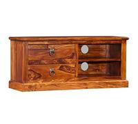 YunCangg Mueble de TV de madera maciza de acacia, 90 x 30 x 40 cm, listo para montar, mueble bajo para salón, dormitorio, robusto palo de rosa con espacio de almacenamiento