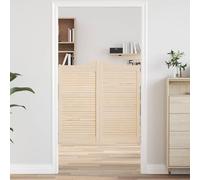 YunCangg Natural Swing Doors 100 x 100 cm Madera de pino macizo, par de puertas interiores de salón con diseño de listones para salón, sala de estar, renovación, entrada de la casa