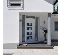 YunCangg Puerta de entrada blanca de aluminio y PVC, 100 x 200 cm, con hoja de puerta, marco de puerta, umbral, cerradura, tirador y junta, acristalamiento aislante para entrada, renovación y nueva