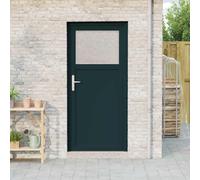 YunCangg Puerta de entrada lateral de PVC antracita, 88 x 198 cm, con núcleo de acero, cerradura de 5 puntos, umbral de aluminio de 22 mm, bisagras 3D para entrada de casa, pasillo, sótano y