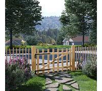 YunCangg Puerta de valla de una sola hoja de madera de avellana, 100 x 60 cm, robusta puerta de jardín con bisagras de metal y gancho de cabina para terraza, patio y entrada de propiedades, resistente