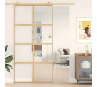 YunCangg Puerta deslizante dorada con vidrio templado transparente y marco de aluminio, 102,5 x 205 cm, panel de 5 mm, para renovación, nueva construcción, hallway, base, transición segura y