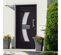 YunCangg Puerta frontal de antracita de 108 x 200 cm, PVC de aluminio con marco, triagar, esmalte aislado, bloqueo de 5 puntos, ganchos 3D y refuerzo de acero para entrada de casa, renovación y