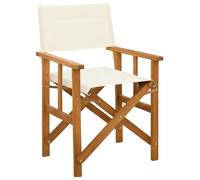 YunCangg Silla de directorio de madera maciza de acacia, plegable, resistente a la intemperie, con respaldo y reposabrazos, para jardín, balcón, terraza, camping, exterior, marrón, crema, resistente