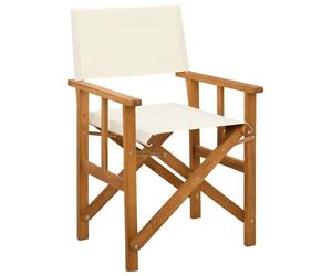 YunCangg Silla de directorio de madera maciza de acacia, plegable, resistente a la intemperie, con respaldo y reposabrazos, para jardín, balcón, terraza, camping, exterior, marrón, crema, resistente