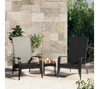 YunCangg Silla de jardín Adirondack de ratán negro con respaldo alto y reposabrazos, resistente a la intemperie, ligera, 59 x 76 x 94 cm, ideal como silla de terraza, silla de balcón y tumbona para