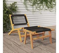 YunCangg Silla de jardín con reposapiés de madera maciza de teca y poliéster, plegable, resistente a la intemperie, con respaldo ajustable y reposabrazos para balcón, terraza y relax al aire libre