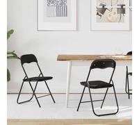 YunCangg Silla plegable de terciopelo negro con estructura de acero, 48 x 44 x 78 cm, acolchada y plegable, ahorra espacio, para comedor, oficina, salón, con protector de suelo y asa práctica
