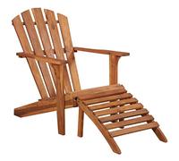 YunCangg Sillón de jardín Adirondack de madera maciza de acacia con reposapiés, ergonómico, ajustable, resistente a la intemperie, para balcón, terraza, jardín, relajación, tumbona de relax al aire