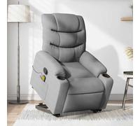 YunCangg Sillón de masaje con ayuda para levantarse de tela gris claro, masaje vibratorio de 6 puntos, función reclinable manual, ergonómicamente ajustable, con reposabrazos y bolsillo lateral, marco