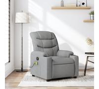 YunCangg Sillón de masaje de tela gris claro con 6 puntos de vibración, función de reclinación manual, marco de madera y metal, funda de tela, 75,5 x 93 x 99,5 cm