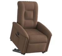 YunCangg Sillón de relax con ayuda para levantarse de tela marrón, ajustable con función reclinable manual, acolchado con reposabrazos, marco estable de madera y metal, ideal para salón, oficina y