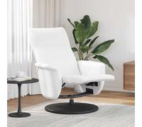 YunCangg Sillón de relax con masaje de piel sintética blanca con respaldo ajustable y reposapiés giratorio, ergonómico, cómodo para salón, dormitorio, oficina, salón