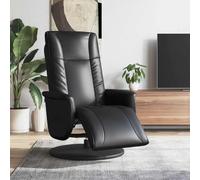YunCangg Sillón de relax con reposapiés ajustable giratorio de piel sintética negra con acolchado, acolchado ergonómico para salón, oficina, rincón de lectura y zona de chimenea