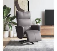 YunCangg Sillón de relax con reposapiés, color gris, piel sintética, giratorio, ajustable, con función reclinable, ergonómica, acolchada, para salón, oficina, salón, cómoda
