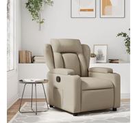 YunCangg Sillón de relax de piel sintética marrón capuchino con función reclinable manual, cómodo sillón tapizado con reposabrazos y respaldo, estructura de madera y metal, para salón, oficina y