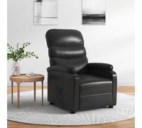 YunCangg Sillón de relax de piel sintética negra con función reclinable manual, respaldo y reposapiés ajustables, sillón ergonómico de madera y metal para salón, oficina, rincón de lectura
