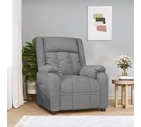 YunCangg Sillón de relax de tela gris claro con función reclinable manual, respaldo ajustable y reposapiés, acolchado ergonómico, marco de madera y metal, cómodo para salón, oficina, rincón de lectura