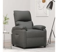YunCangg Sillón de relax de tela gris oscuro con función reclinable manual, respaldo y reposapiés ajustables, sillón ergonómico de metal y madera para salón, rincón de lectura y confort de oficina