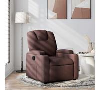 YunCangg Sillón de relax de tela marrón oscuro con función reclinable manual, marco de madera y metal, cómodo sillón tapizado con reposabrazos, respaldo ajustable, ideal para salón, rincón de lectura