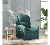 YunCangg Sillón de relax de tela verde oscuro con función reclinable manual, respaldo ergonómico, reposabrazos y bolsillo lateral, marco estable de madera y metal, ideal para salón, esquina de lectura