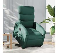 YunCangg Sillón de relax eléctrico con ayuda para levantarse de tela verde oscuro, cómodo sillón tapizado con función reclinable madera metal ergonómico para salón, esquina de lectura, oficina y salón