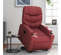 YunCangg Sillón de relax eléctrico con ayuda para levantarse en piel sintética, color rojo vino, con respaldo y reposapiés ajustables, marco de madera y metal, cómodo acolchado para salón y rincón de