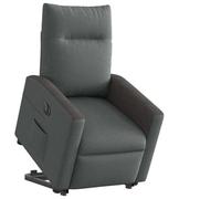 YunCangg Sillón de relax eléctrico con ayuda para levantarse, tela gris oscuro con función reclinable y respaldo ajustable, cómodo sillón tapizado con reposabrazos, marco de metal de madera para salón