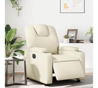 YunCangg Sillón de relax eléctrico de piel sintética color crema con función reclinable, respaldo y reposapiés ajustables, cómodo sillón tapizado con reposabrazos, marco de madera y metal para salón