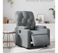 YunCangg Sillón de relax eléctrico gris de piel sintética con función reclinable y respaldo ajustable, cómodo sillón de televisión con reposabrazos y bolsillo lateral para salón, oficina