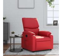 YunCangg Sillón de relax rojo de piel sintética con función reclinable manual, ergonómico, ajustable, marco de madera estable y metal para salón, rincón de lectura, salón, cómodo sillón tapizado con