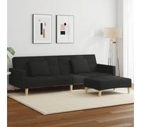 YunCangg Sofá cama de 2 plazas con reposapiés, color negro, funda de tela, 220 cm de largo, versátil cama de invitados para sala de estar, cine en casa y espacios pequeños