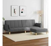 YunCangg Sofá cama de 2 plazas con reposapiés, tela gris oscuro, sofá transformable para sala de estar y habitación de invitados, cama de invitados robusta con cojines, muebles de salón modernos