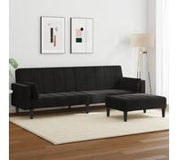 YunCangg Sofá cama de 2 plazas con reposapiés, terciopelo negro, respaldos ajustables, estructura de madera robusta, versátil cama de invitados para sala de estar, cine en casa, espacios pequeños