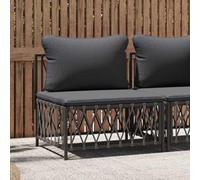 YunCangg Sofá central de jardín con cojines, tejido antracita, juego de muebles modulares para exteriores, sofá resistente para terraza, balcón, porche