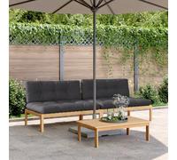 YunCangg Sofá central de jardín de palés, 2 unidades, con cojín de madera de acacia, resistente a la intemperie, para exterior, salón, terraza, balcón, acogedor, con asiento acolchado, para piscina o