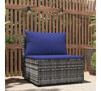 YunCangg Sofá central de jardín gris con cojines de ratán sintético resistente a la intemperie, sofá de salón para terraza y balcón, cómodo acolchado, adecuado para exteriores y jardines de invierno