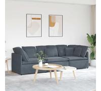 YunCangg Sofá modular para salón, terciopelo gris oscuro, 300 x 100 x 64 cm, sofá esquinero y sección central, cómodo conjunto de asientos con cojín, construcción robusta de marco de metal