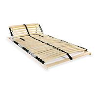 YunCangg Somier de láminas de 80 x 200 cm con 28 láminas y 7 zonas, marco de madera de haya, cabecero ajustable, soportes de goma SBS, 4 láminas dobles ajustables para un óptimo soporte del colchón