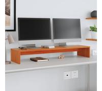 YunCangg Soporte para monitor de color marrón encerado de madera maciza de pino 100 x 27 x 15 cm, elevador de monitor ergonómico para estación de trabajo, oficina en casa, juegos, con gestión de