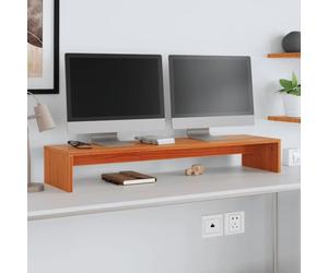 YunCangg Soporte para monitor de color marrón encerado de madera maciza de pino 100 x 27 x 15 cm, elevador de monitor ergonómico para estación de trabajo, oficina en casa, juegos, con gestión de