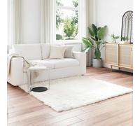 YunCangg Tafalla - Alfombra de piel de oveja sintética, color blanco, 160 x 160 cm, poliéster, pelo largo, suave, antideslizante, lavable, ideal para salón, dormitorio, pasillo y decoración moderna
