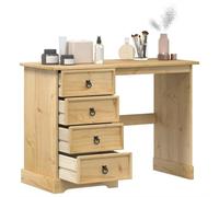 YunCangg Tocador Corona de madera de pino maciza, 104 x 47 x 75 cm, con 4 cajones y asas de metal, versátil como escritorio o mesa de trabajo para oficina y oficina en casa