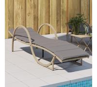 YunCangg Tumbona con cojín beige 60 x 199 x 42 cm, poliratán, ajustable, resistente a la intemperie, ergonómica, plegable, con cojín para jardín, balcón, terraza y piscina
