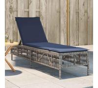 YunCangg Tumbona con cojín gris de poliratán, respaldo ajustable, resistente a la intemperie y plegable, tumbona ergonómica para jardín, balcón, terraza, piscina, exterior y camping