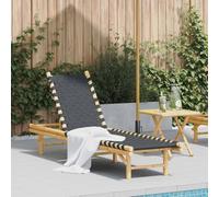 YunCangg Tumbona con correa tejida negra, tumbona de jardín de bambú de 55 x 200 x 30 cm, respaldo ajustable, plegable y resistente a la intemperie para terraza, piscina, balcón, relajarse al aire