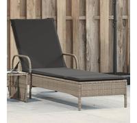 YunCangg Tumbona con ruedas y respaldo ajustable, color gris claro, poliratán, resistente a la intemperie, con acolchado extraíble para jardín, terraza, balcón, tumbona de relax, ergonómica y plegable