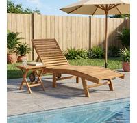YunCangg Tumbona de 2 piezas marrón de madera maciza de teca con respaldo ajustable, resistente a la intemperie, plegable, ergonómica para jardín, terraza, piscina y relajación al aire libre