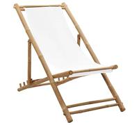 YunCangg Tumbona de bambú y lona, 112 x 60 x 75 cm, ajustable en 4 posiciones, plegable, resistente a la intemperie, para jardín, terraza, balcón, cómoda silla de relax al aire libre con respaldo y